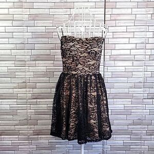 La Scala black lace strapless mini special occasion dress Size XS